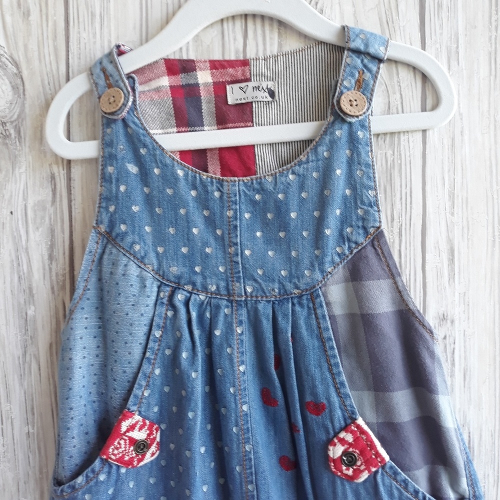 Next Jumper Patchwork Denim Dress 4-5 Years - Picture 4 of 7